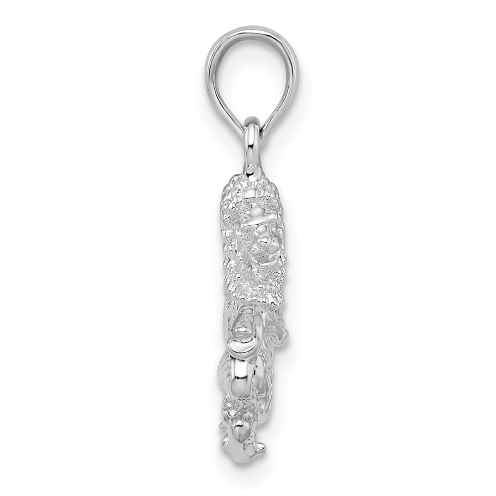 Sterling Silver Rhodium-plated Polished 3D Leo Zodiac Pendant