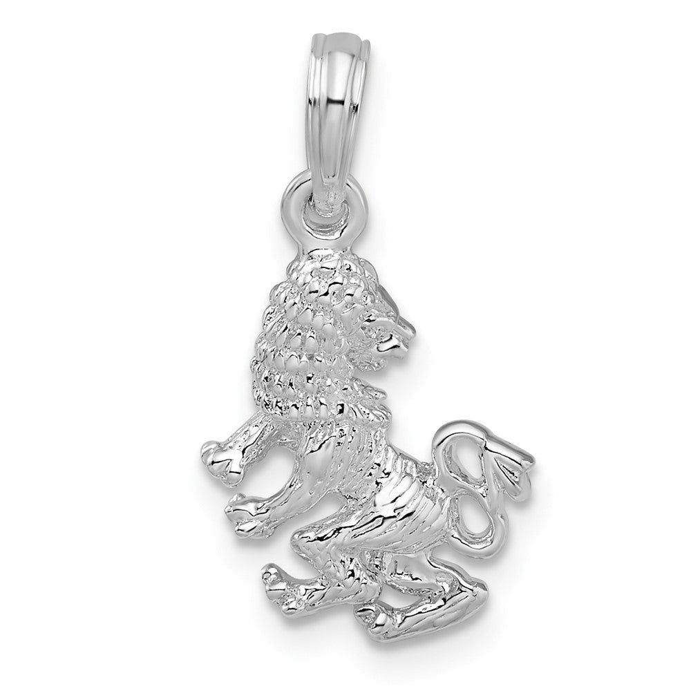 Sterling Silver Rhodium-plated Polished 3D Leo Zodiac Pendant