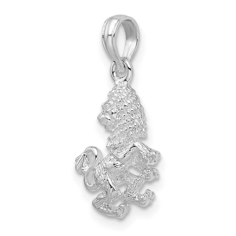 Sterling Silver Rhodium-plated Polished 3D Leo Zodiac Pendant