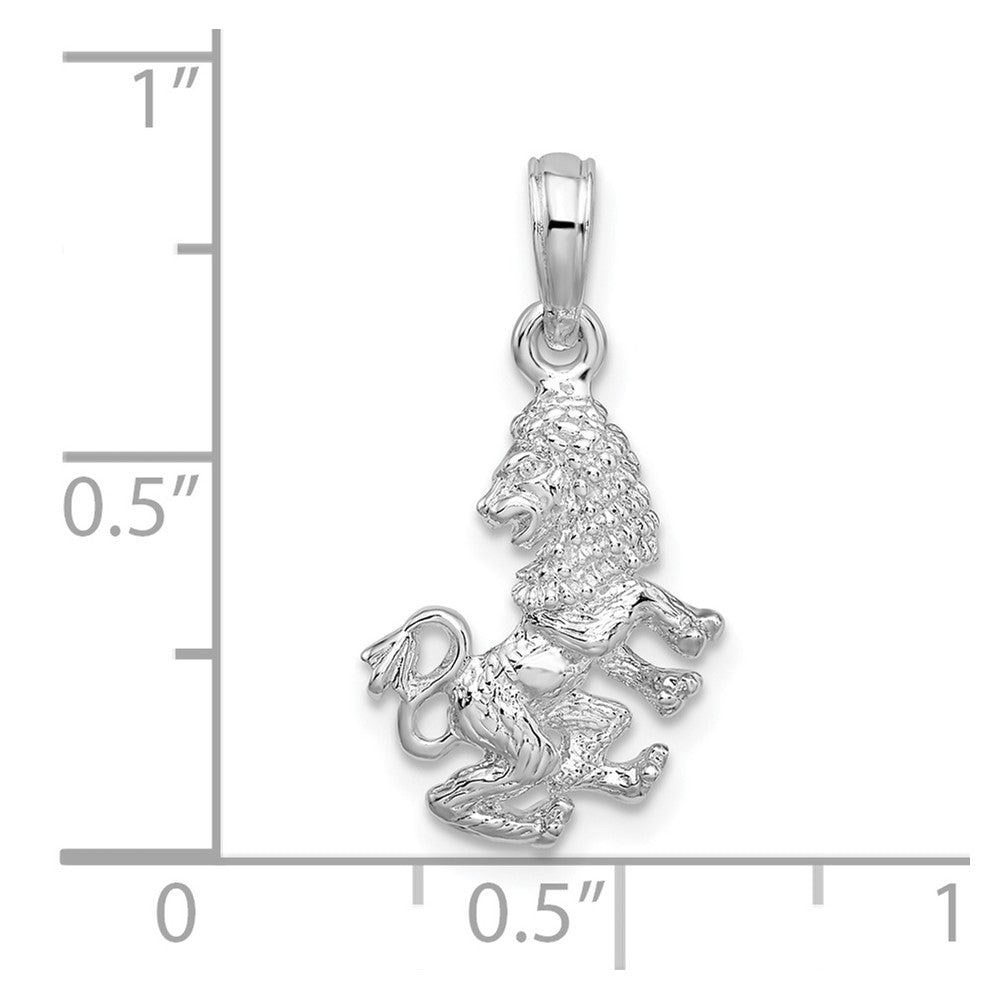 Sterling Silver Rhodium-plated Polished 3D Leo Zodiac Pendant