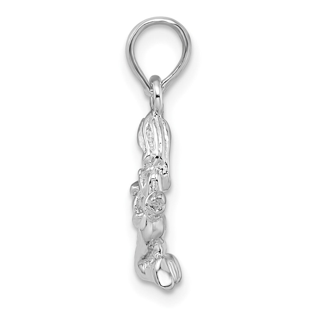 Sterling Silver Rhodium-plated Polished 3D Virgo Zodiac Pendant