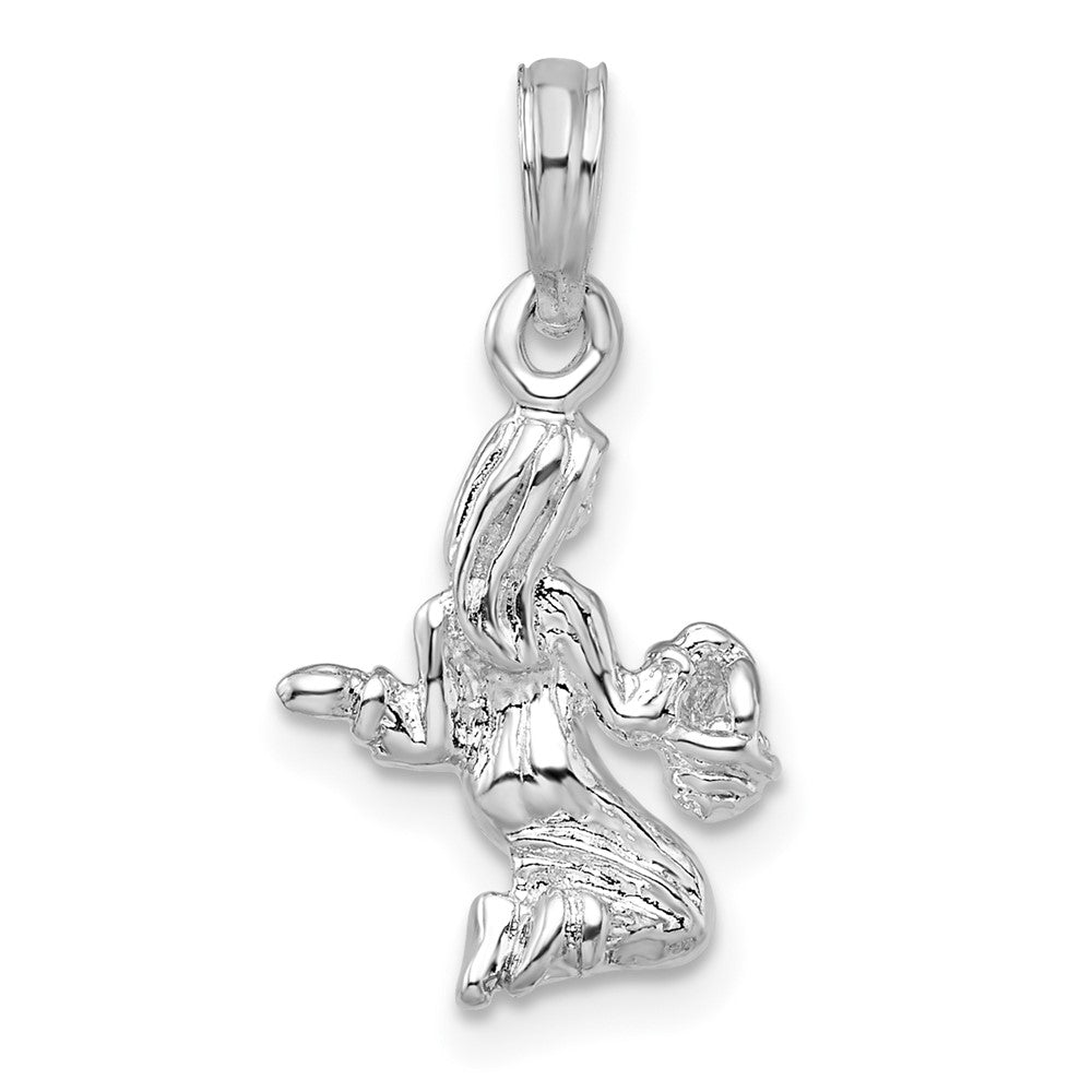 Sterling Silver Rhodium-plated Polished 3D Virgo Zodiac Pendant