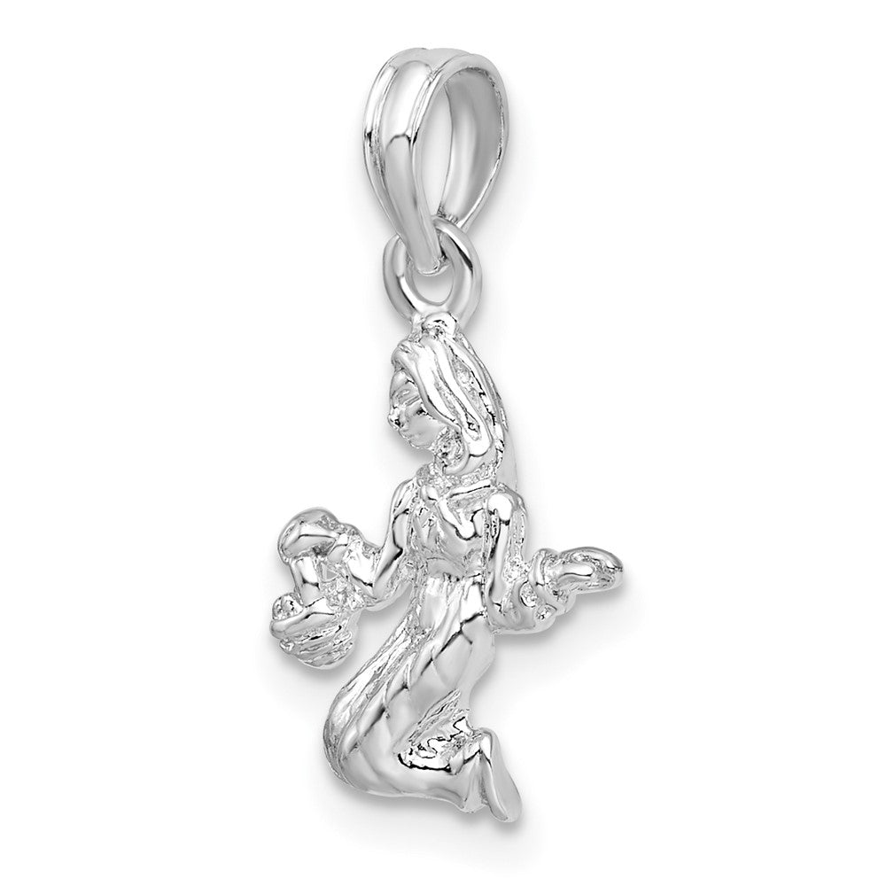 Sterling Silver Rhodium-plated Polished 3D Virgo Zodiac Pendant
