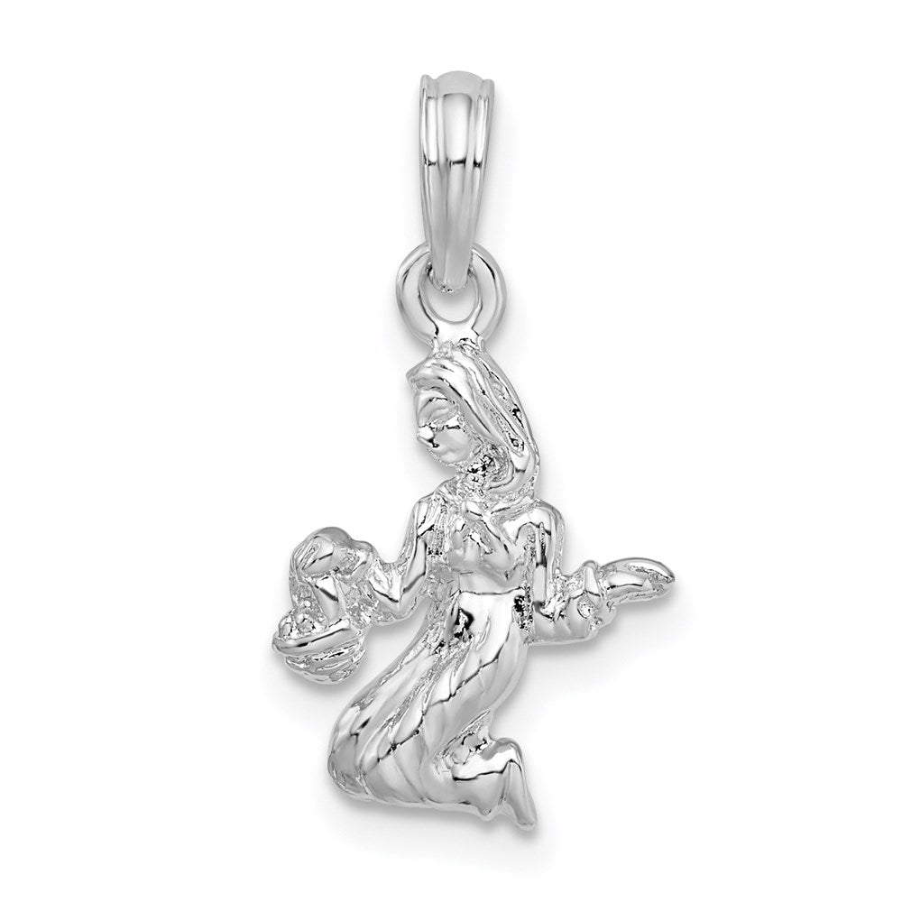 Sterling Silver Rhodium-plated Polished 3D Virgo Zodiac Pendant
