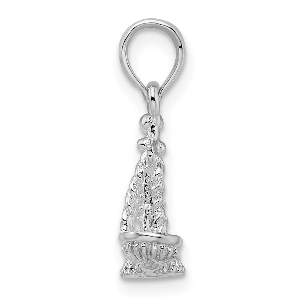 Sterling Silver Rhodium-plated Polished 3D Libra Zodiac Pendant