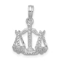 Sterling Silver Rhodium-plated Polished 3D Libra Zodiac Pendant