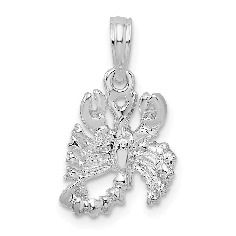 Sterling Silver Rhodium-plated Polished 3D Scorpio Zodiac Pendant