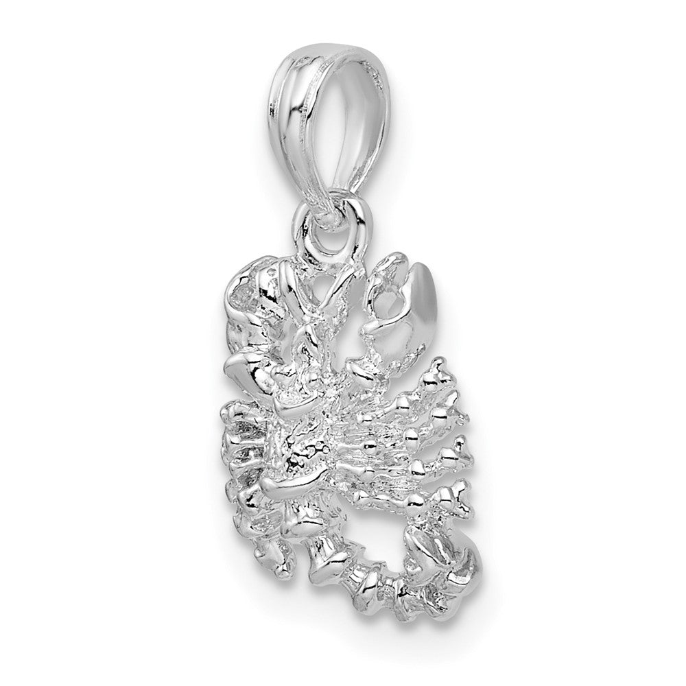 Sterling Silver Rhodium-plated Polished 3D Scorpio Zodiac Pendant