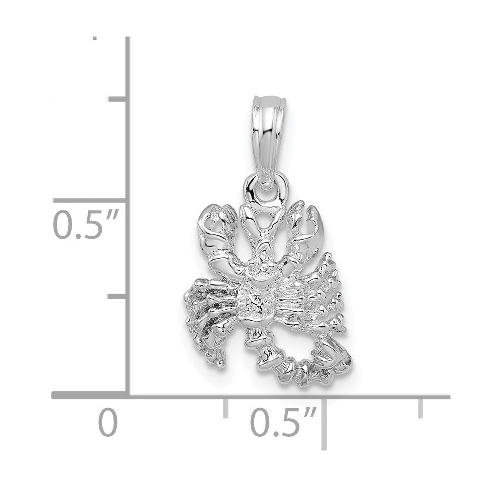 Sterling Silver Rhodium-plated Polished 3D Scorpio Zodiac Pendant