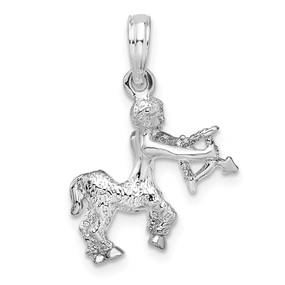 Sterling Silver Rhodium-plated Polished 3D Sagittarius Zodiac Pendant
