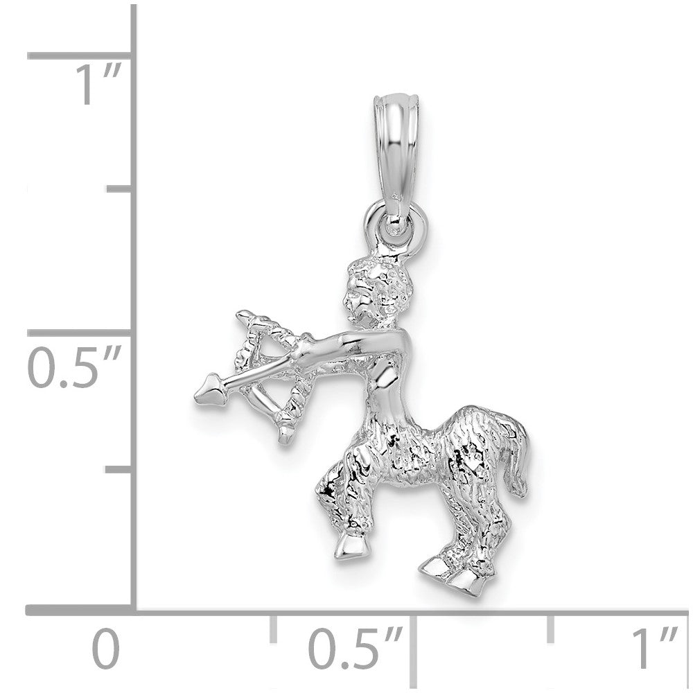 Sterling Silver Rhodium-plated Polished 3D Sagittarius Zodiac Pendant
