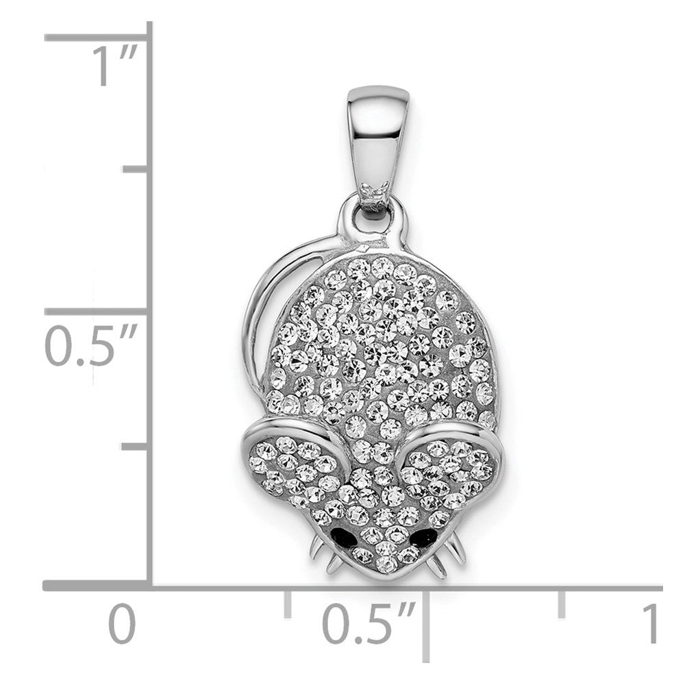 Sterling Silver Rhodium-plated Preciosa Crystal Mouse Pendant