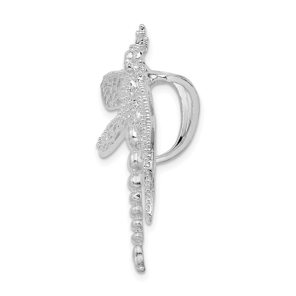 Sterling Silver Rhod-plated Polished Dragonfly w/Filigree Wings Slide