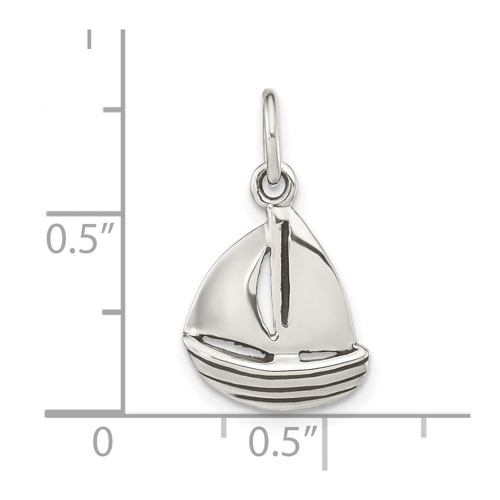 Sterling Silver Polished Sailboat Pendant
