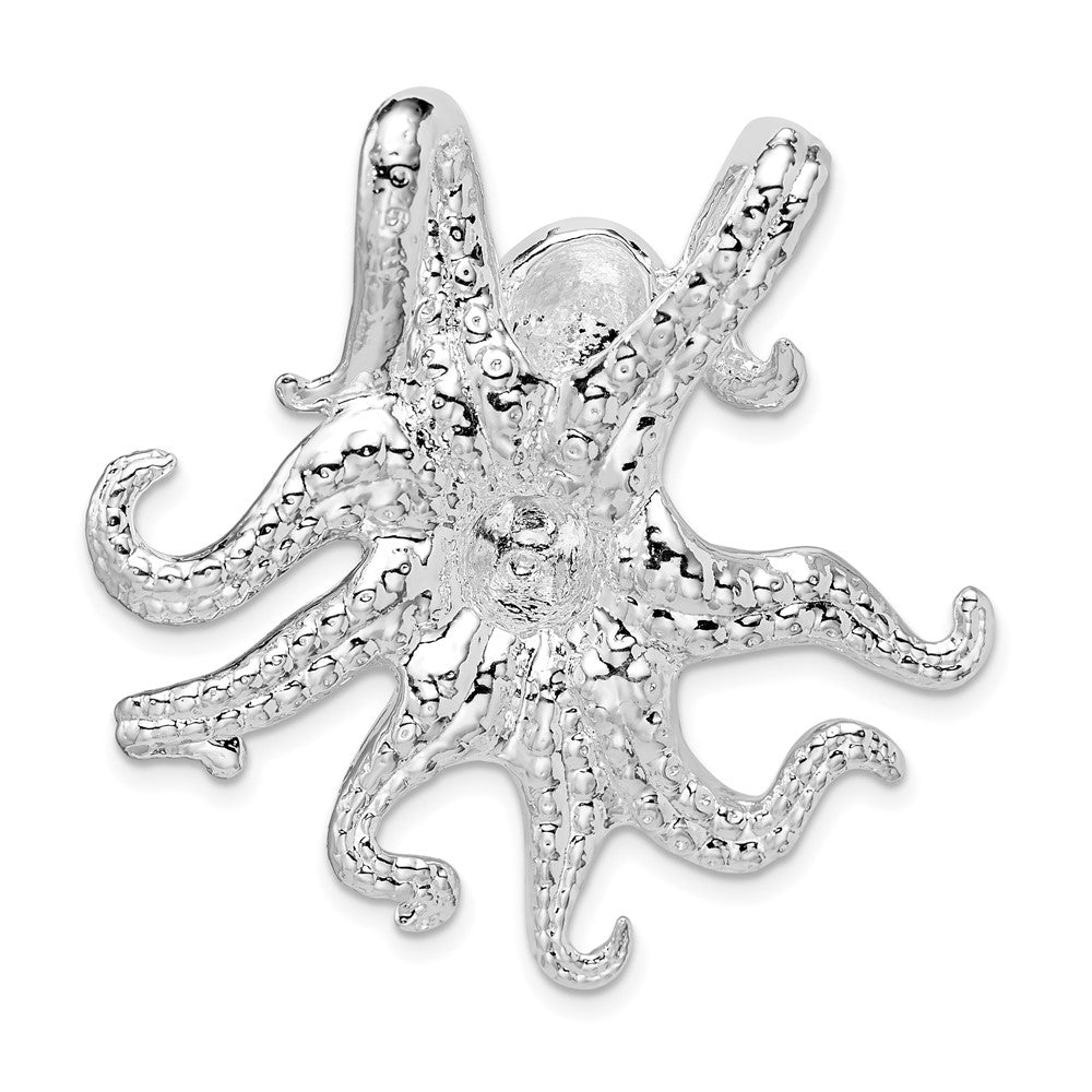 Sterling Silver Rhodium-plated Polished Octopus Slide