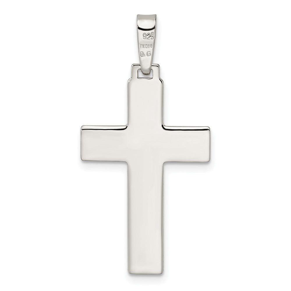 Sterling Silver Polished w/Lines Latin Cross Pendant