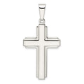 Sterling Silver Polished w/Edge Lines Latin Cross Pendant