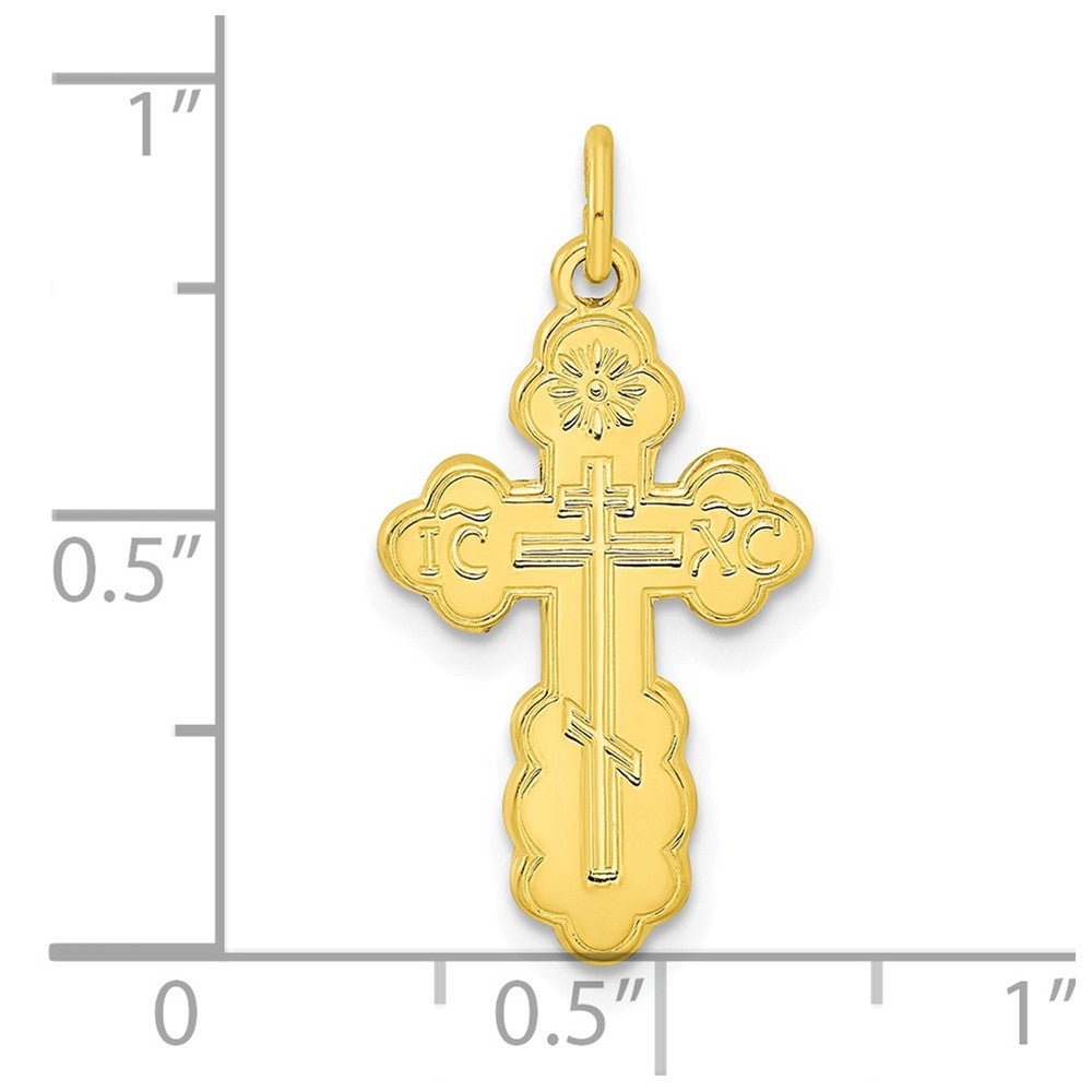 Stelring Silver Gold-tone Polished Solid Miraculous Symbols Cross Pendant