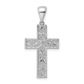 Sterling Silver Rhodium-plated Polished & D/C Cross Pendant