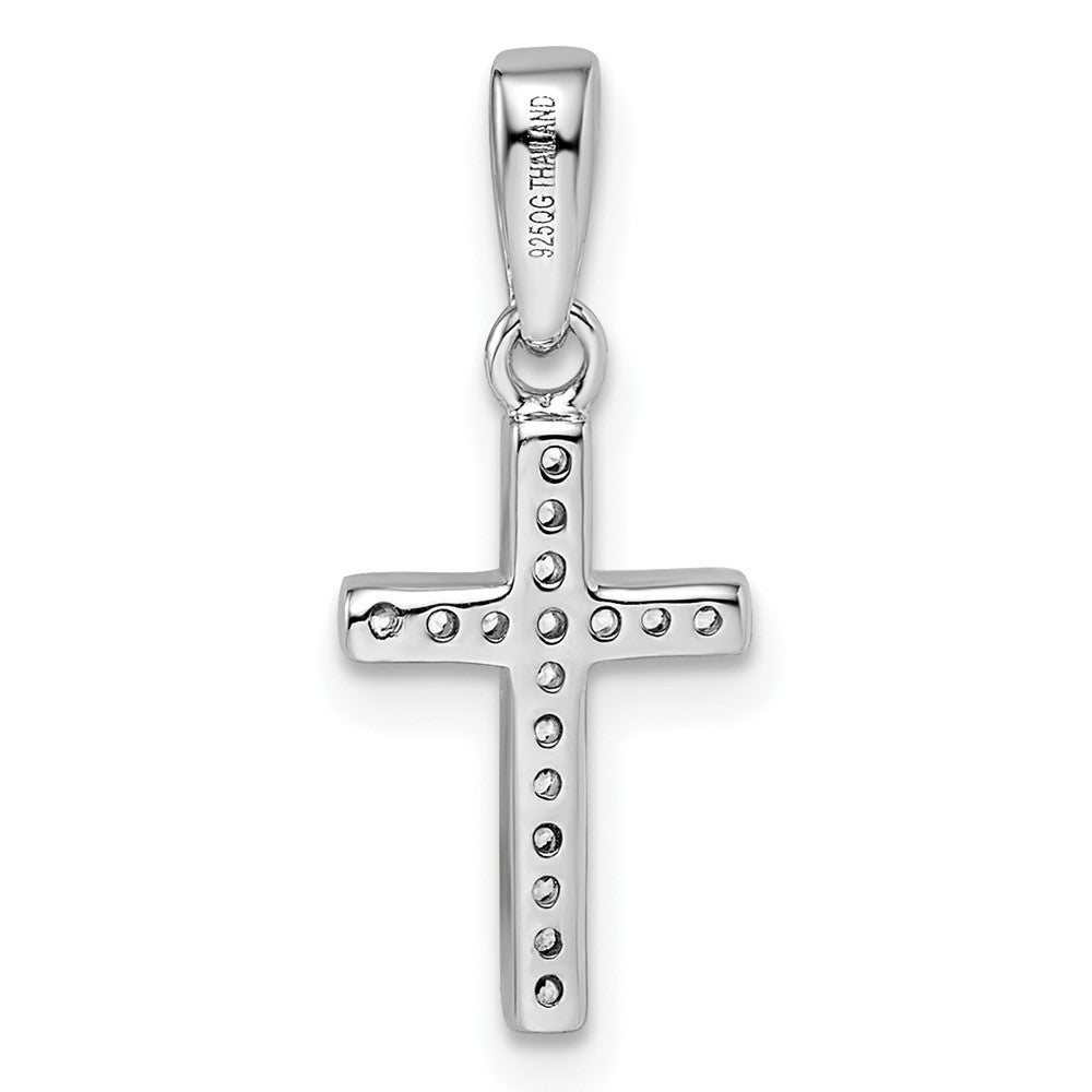 Sterling Silver Rhodium-plated CZ Cross Pendant