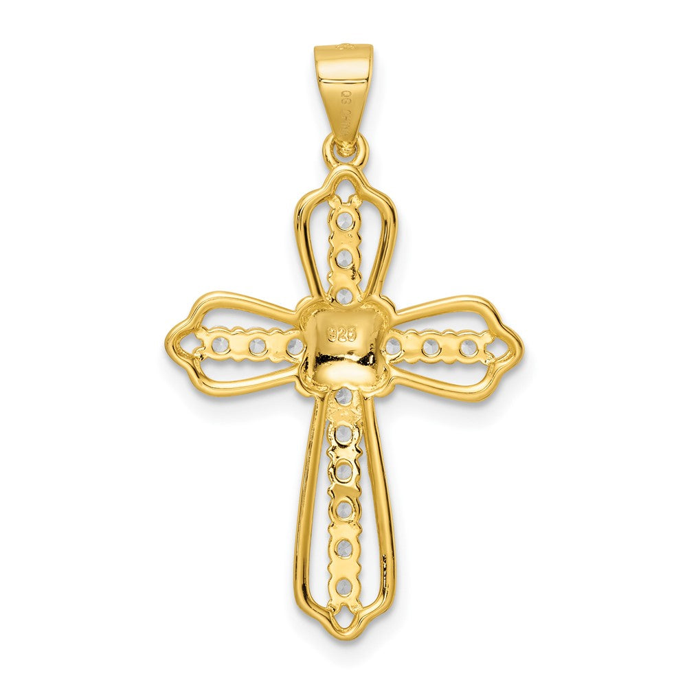 Sterling Silver Gold-plated CZ Cross Pendant