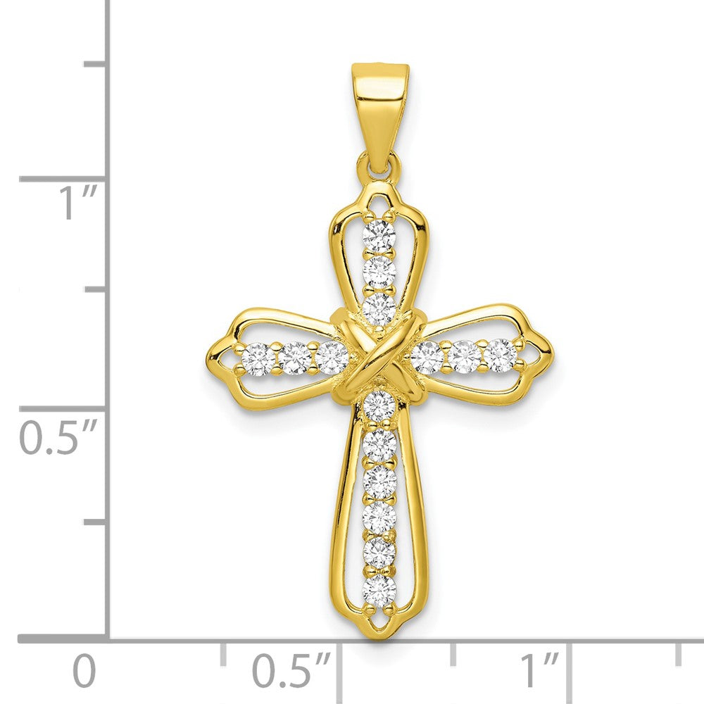 Sterling Silver Gold-plated CZ Cross Pendant