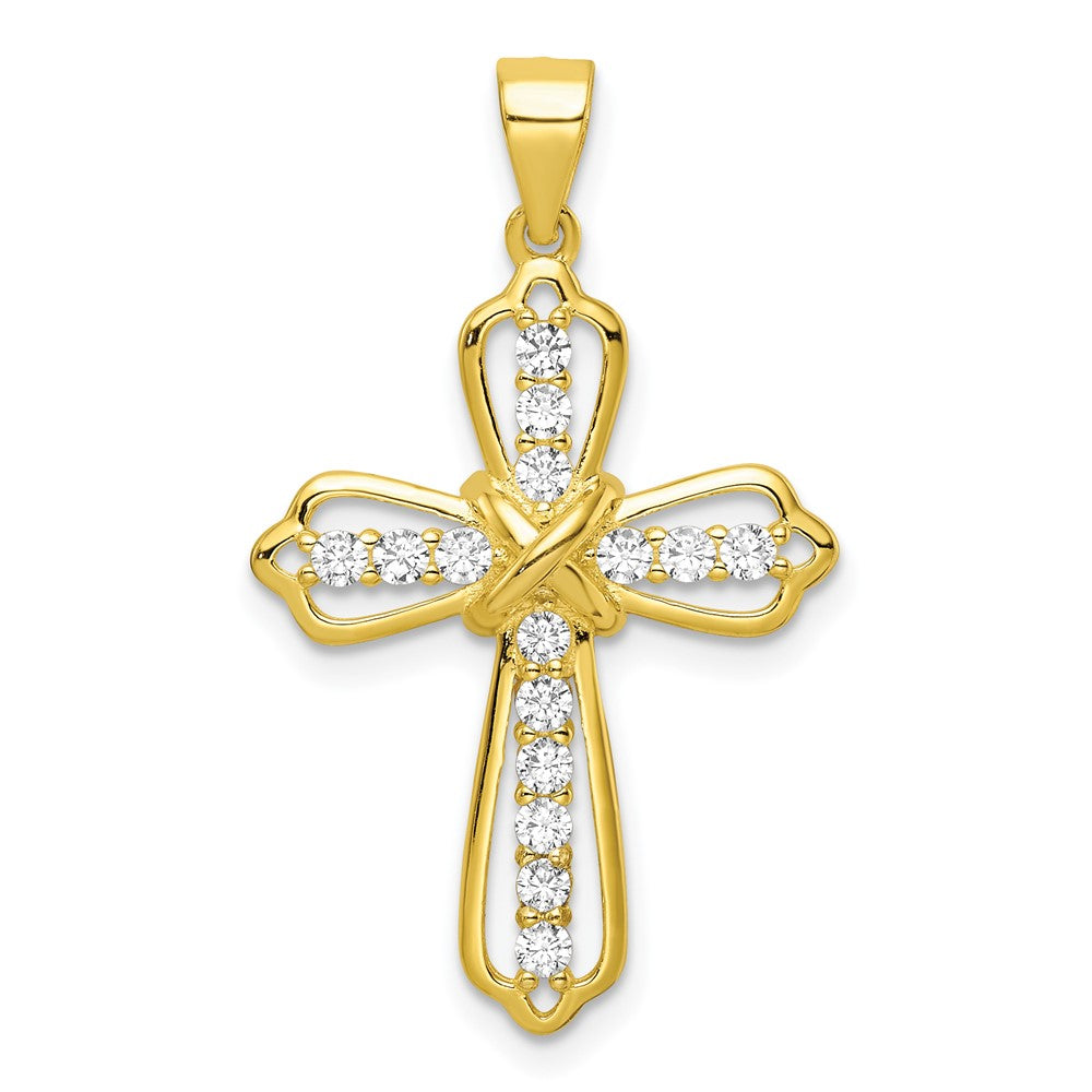 Sterling Silver Gold-plated CZ Cross Pendant