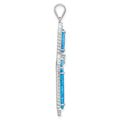 Sterling Silver RH-plated Blue Created Opal & CZ Border Cross Pendant
