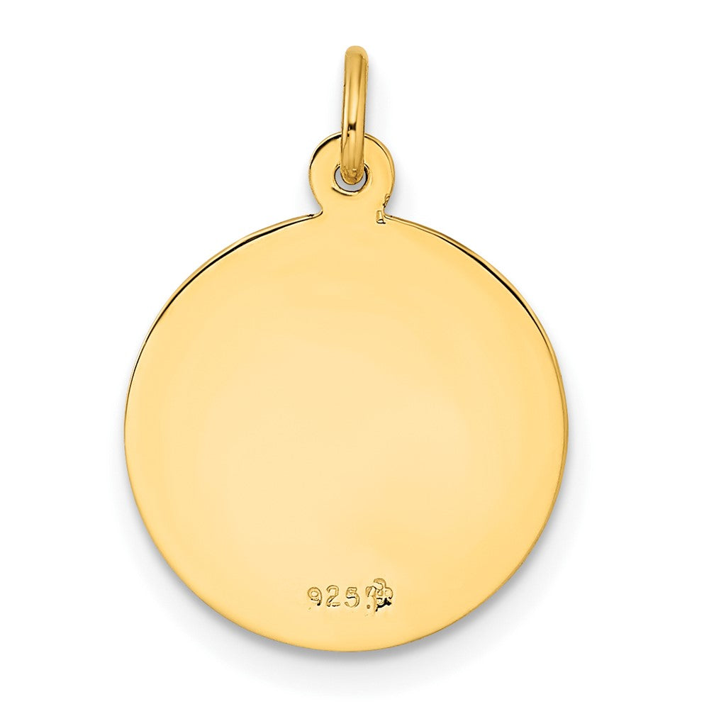 Sterling Silver Gold-tone Polished Solid Saint Christopher Medal Pendant