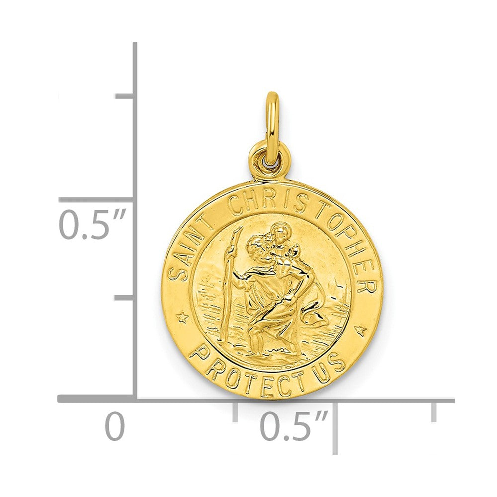Sterling Silver Gold-tone Polished Solid Saint Christopher Medal Pendant