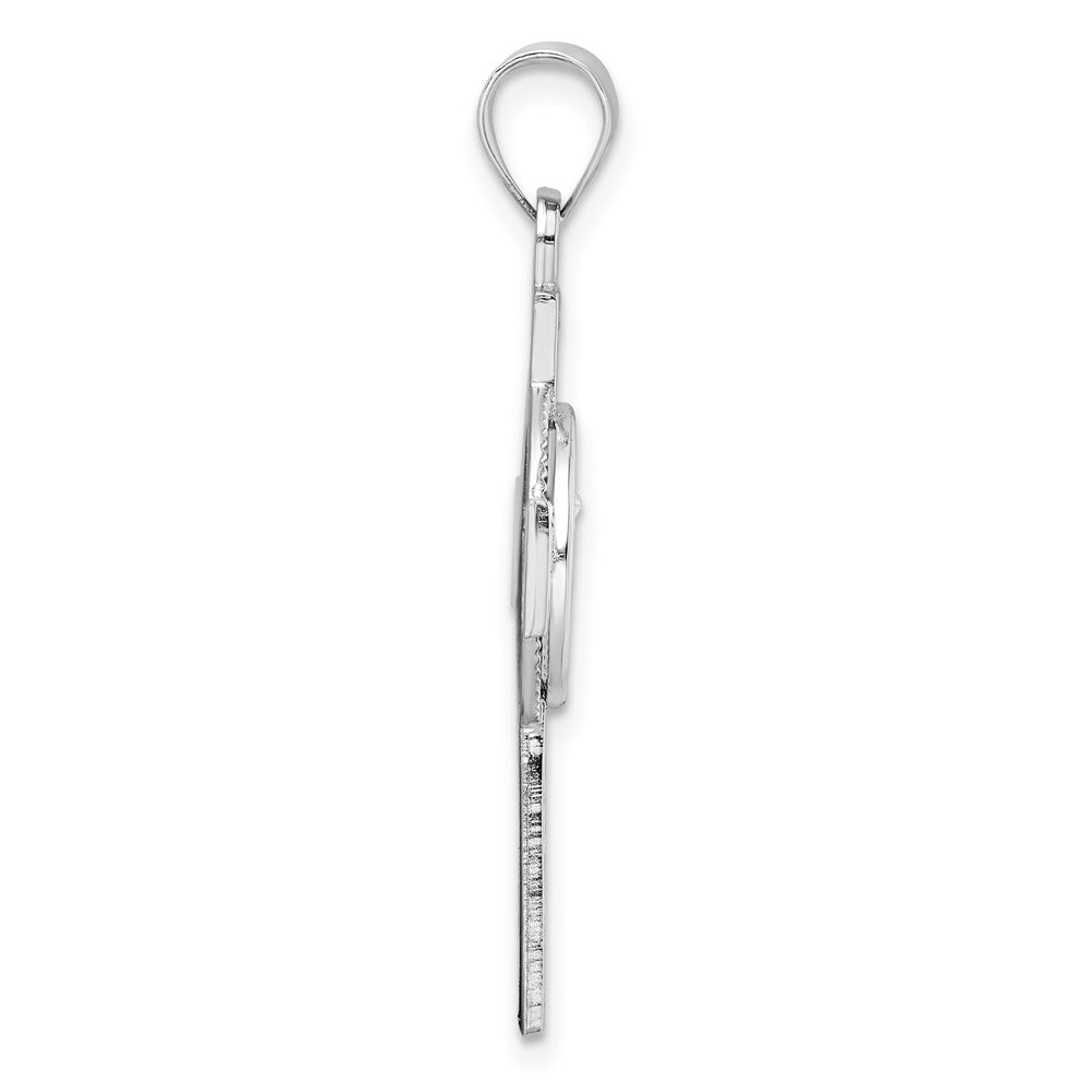 Sterling Silver Rhodium-plated Polished Solid St Michael Cross Pendant