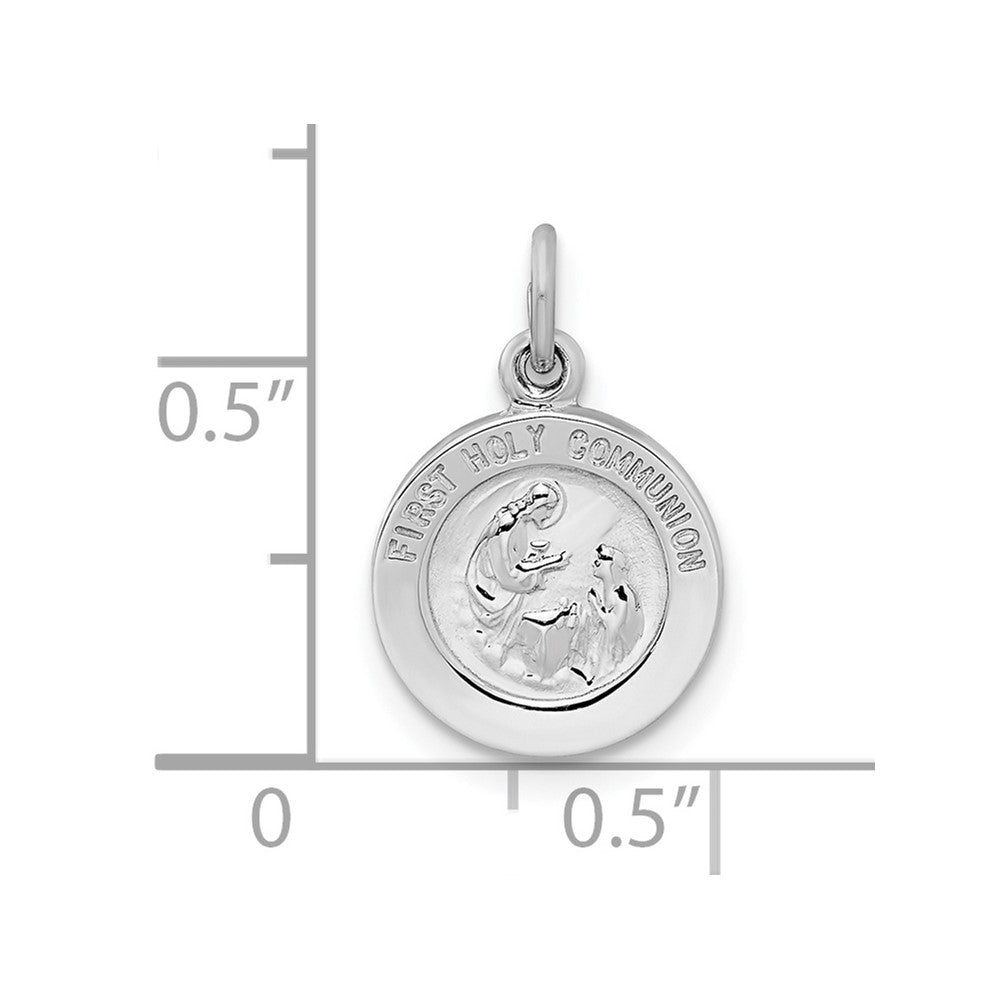 Sterling Silver Rhodium-plated Polished Solid 1st Holy Communion Pendant