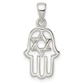 Sterling Silver Polished Chamseh w/Star of David Pendant