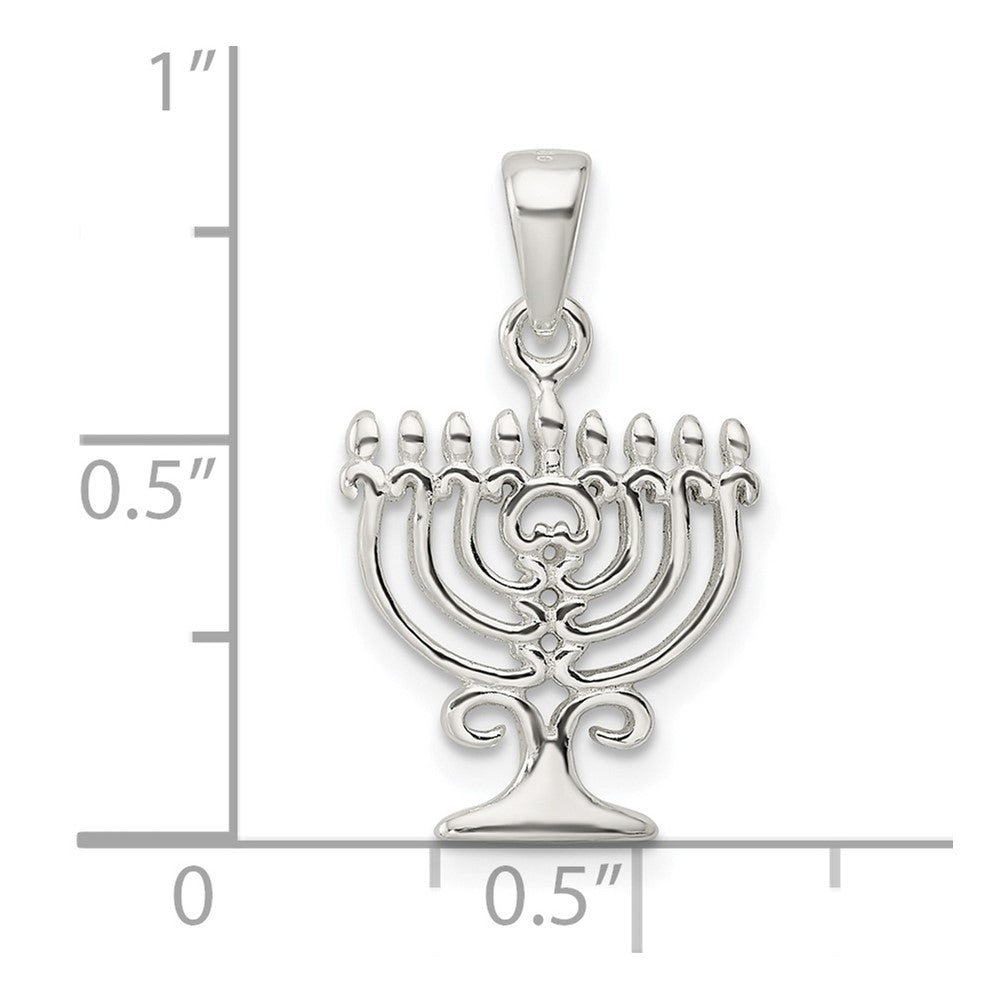 Sterling Silver Polished Menorah Pendant