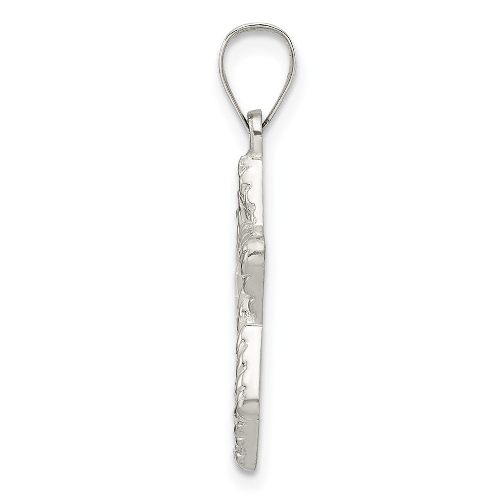Sterling Silver Polsihed and Textured Solid Star of David Pendant