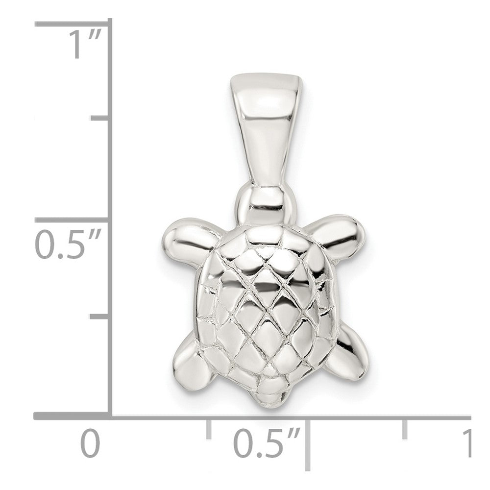 Sterling Silver Polished & Textured Turtle Pendant