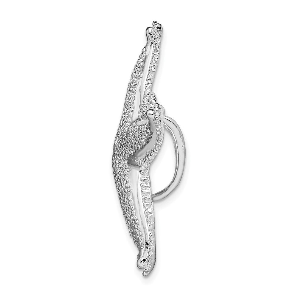 Sterling Silver Rhodium-plated Polished/Textured Starfish Slide