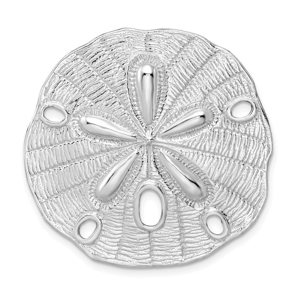 Sterling Silver Rhod-plated Polished/Textured Large Sand Dollar Slide