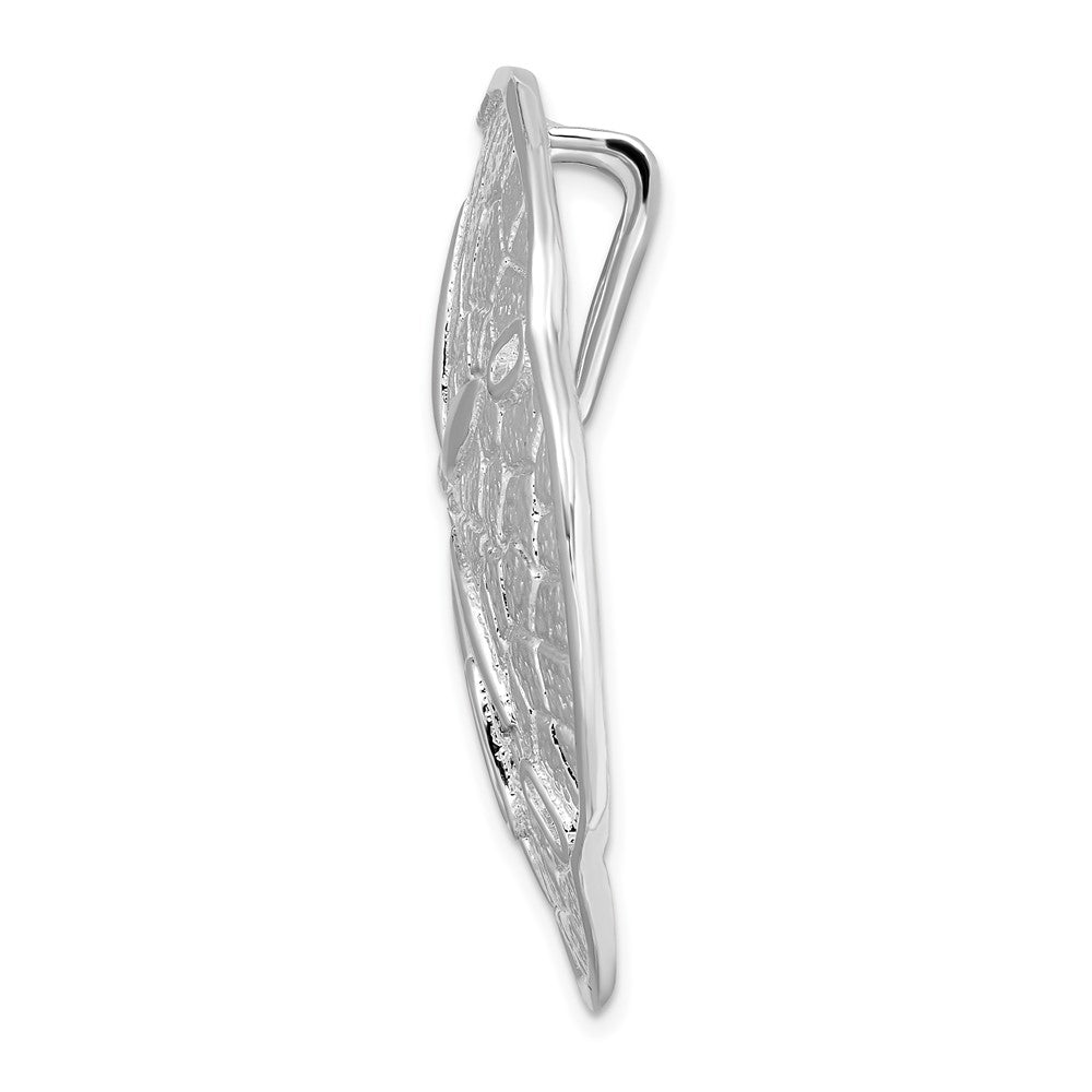 Sterling Silver Rhod-plated Polished Sand Dollar w/Scalloped Edge Slide