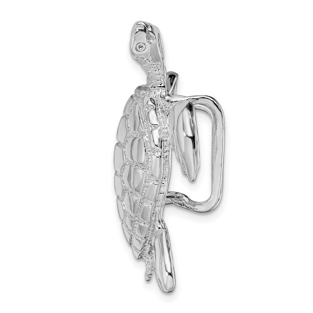Sterling Silver Rhodium-plated Polished Sea Turtle Slide
