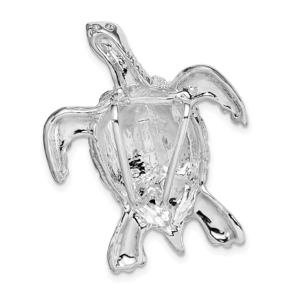 Sterling Silver Rhodium-plated Polished Sea Turtle Slide