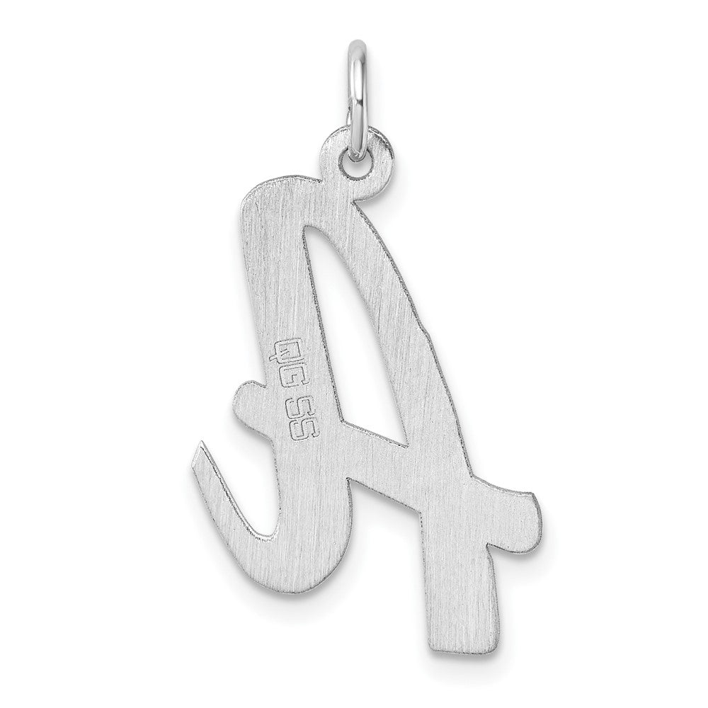 Large Sterling Silver Rhodium-plated Script Letter A Initial Charm