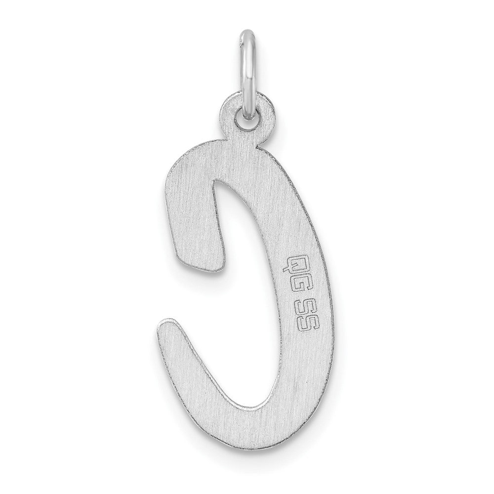 Large Sterling Silver Rhodium-plated Script Letter C Initial Charm