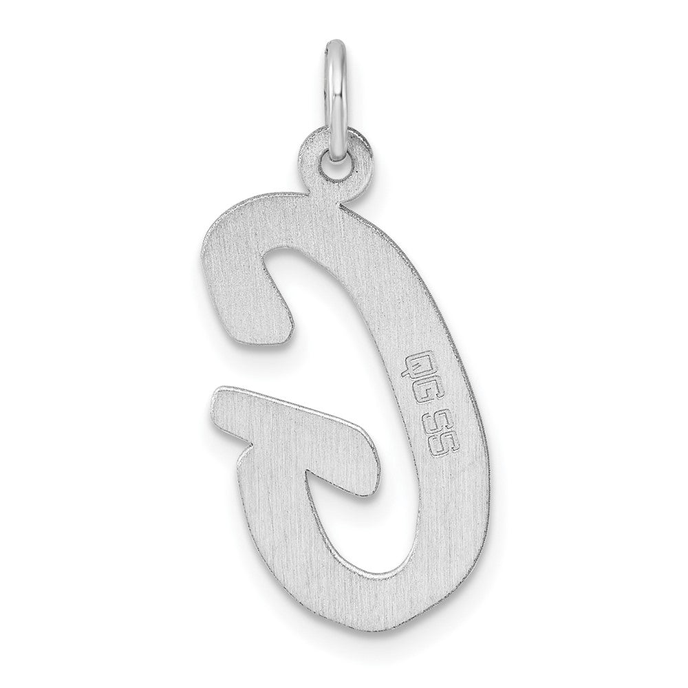 Large Sterling Silver Rhodium-plated Script Letter G Initial Charm