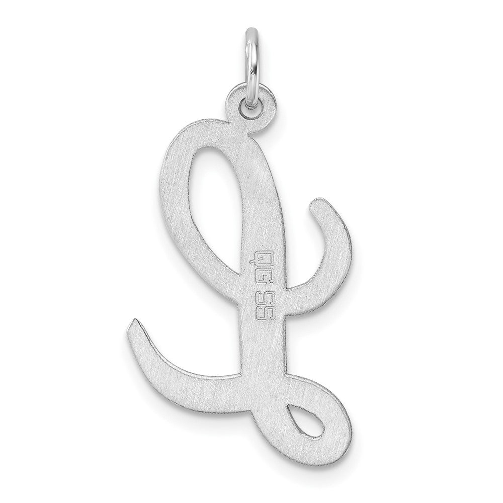 Large Sterling Silver Rhodium-plated Script Letter L Initial Charm