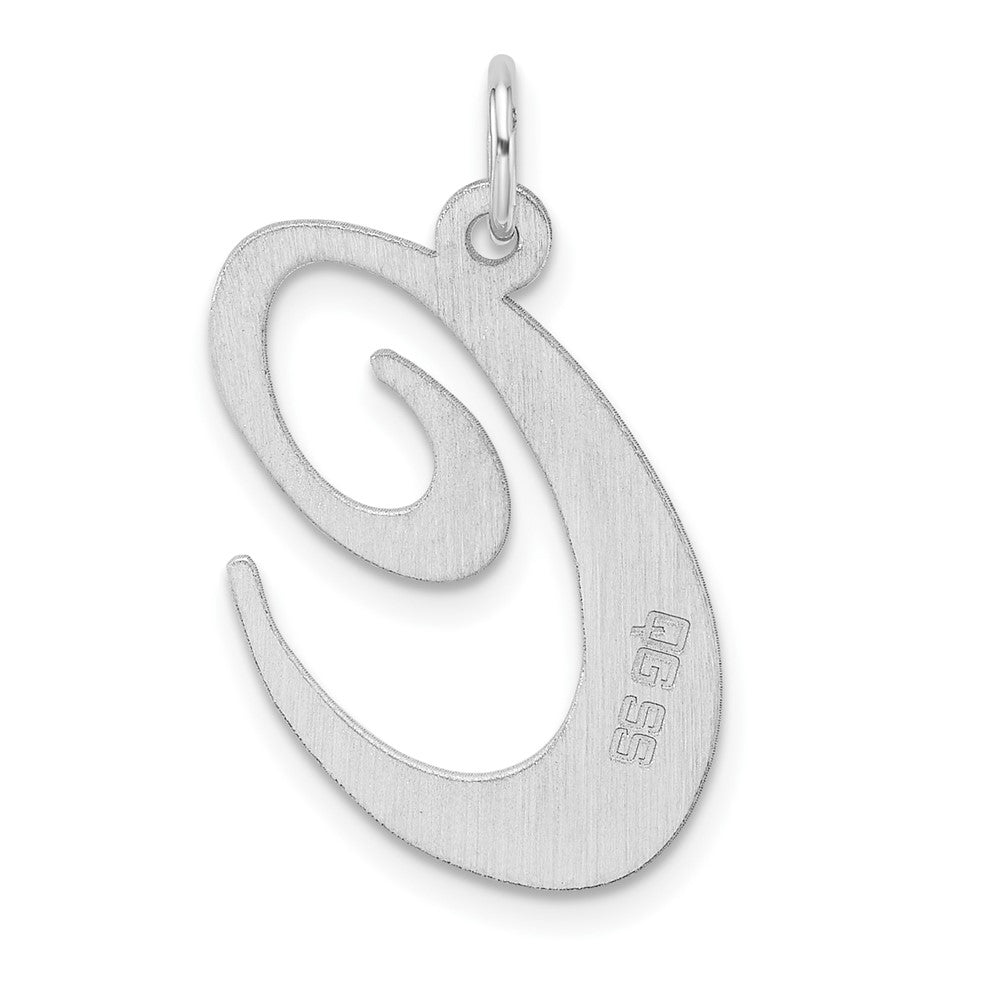Large Sterling Silver Rhodium-plated Fancy Script Letter C Initial Charm