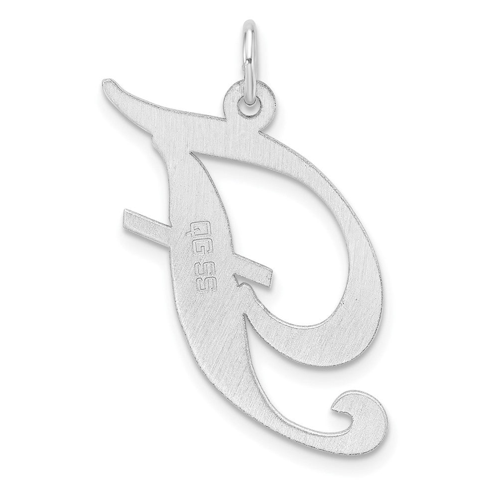 Large Sterling Silver Rhodium-plated Fancy Script Letter F Initial Charm