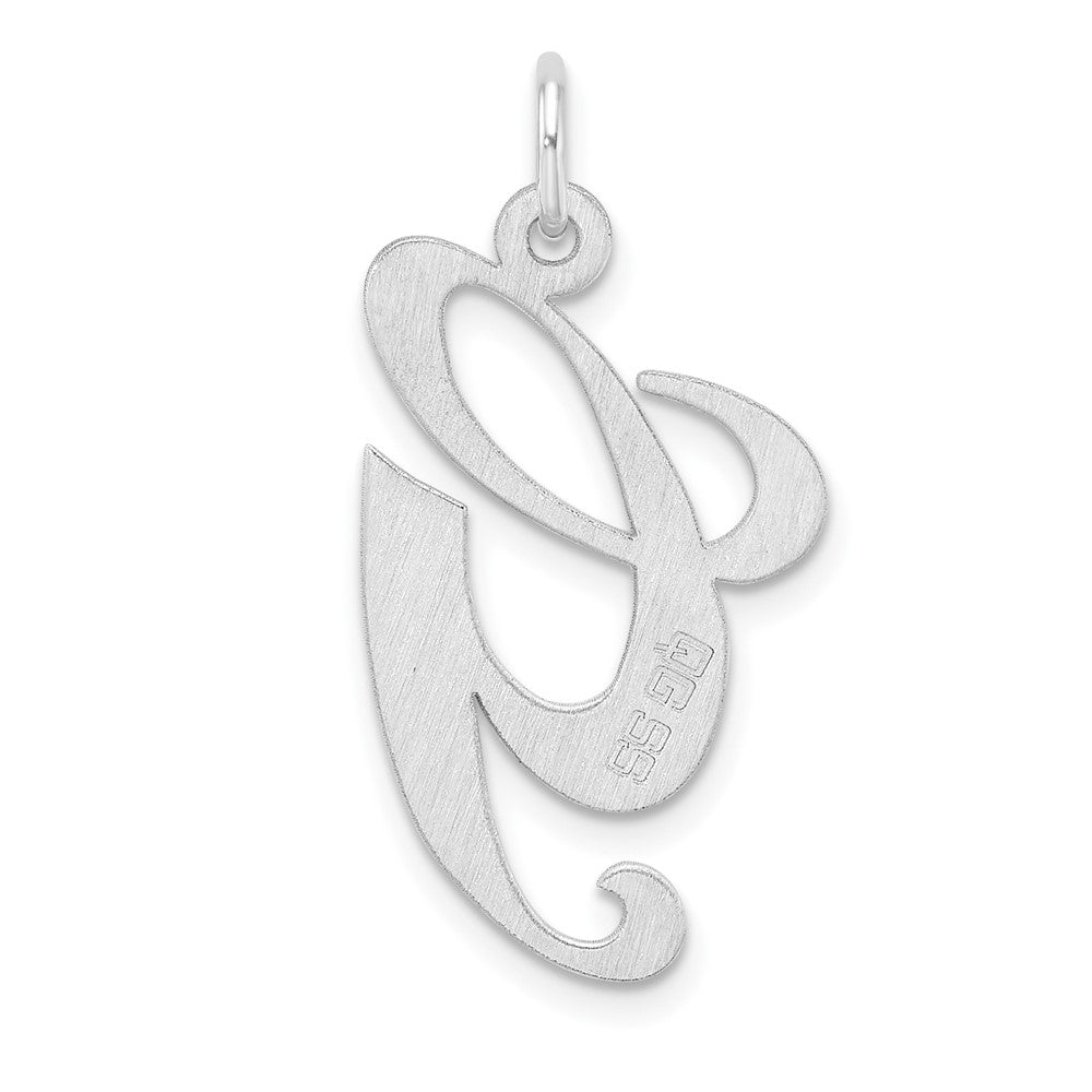Large Sterling Silver Rhodium-plated Fancy Script Letter G Initial Charm