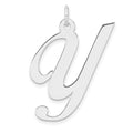 Large Sterling Silver Rhodium-plated Fancy Script Letter Y Initial Charm
