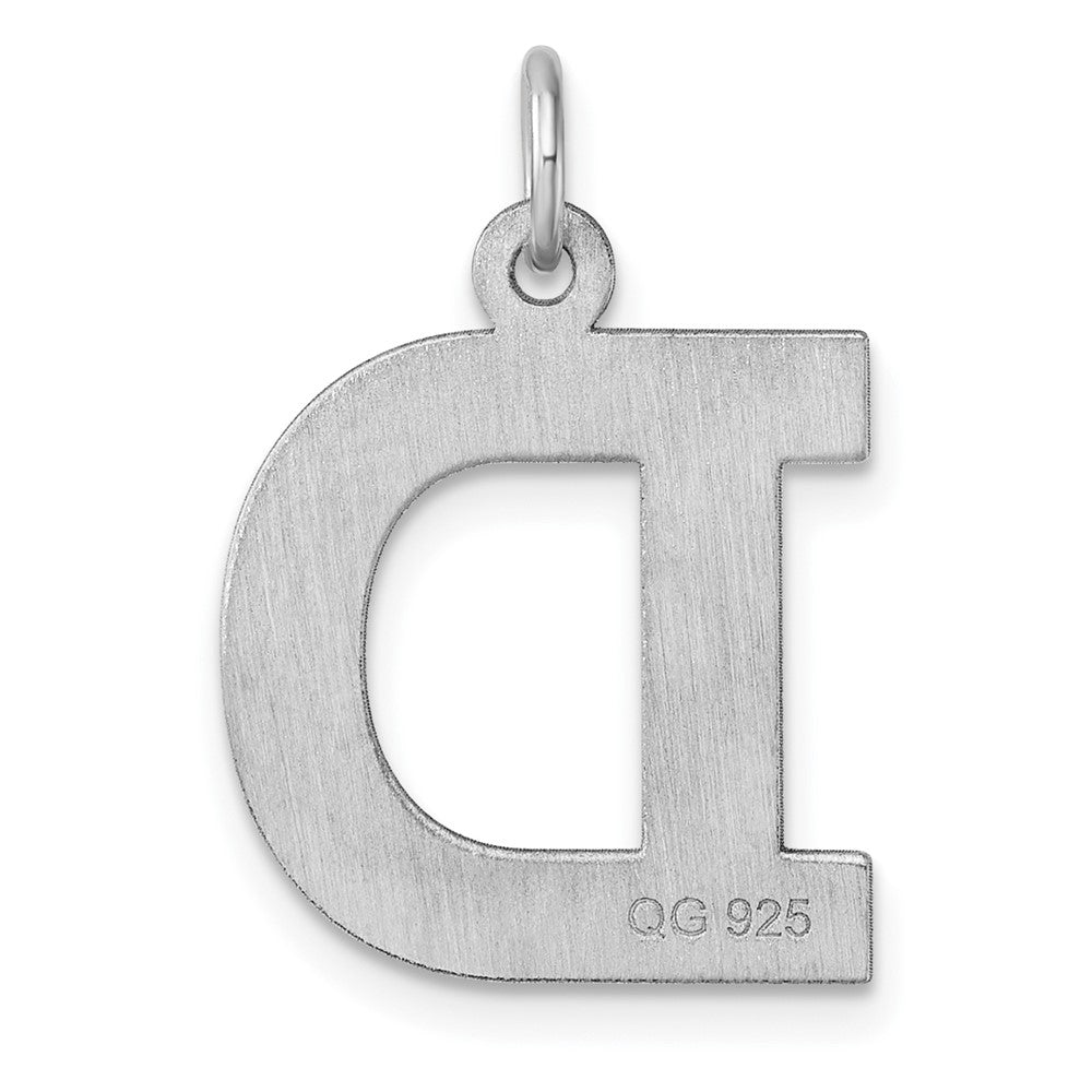 Large Sterling Silver Rhodium-plated Block Letter D Initial Charm